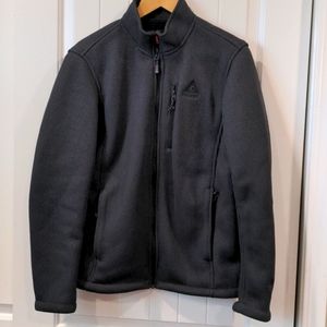 Gerry Gray Heavy Textured Knit Men’s  Medium Jacket Fleece Lined Full Zip Waffle